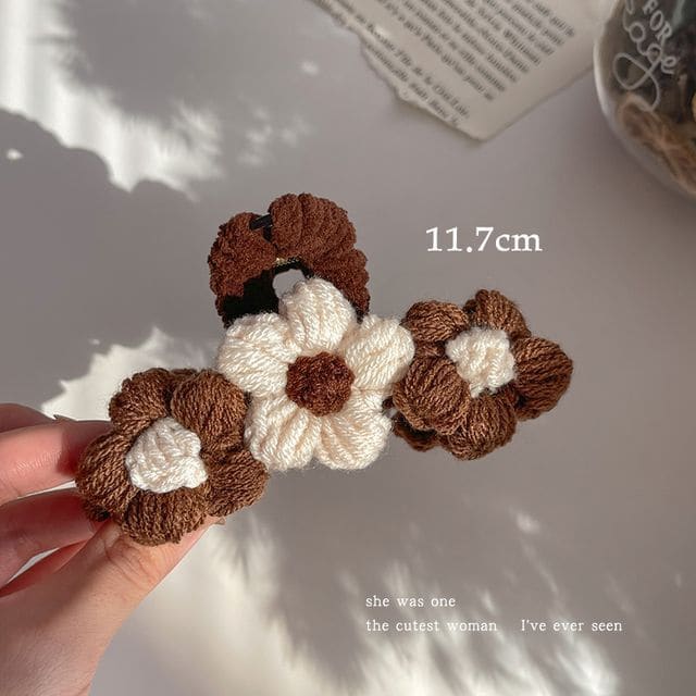 Floral Yarn Hair Clamp / Hair Clip / Headband - Hair Clamp