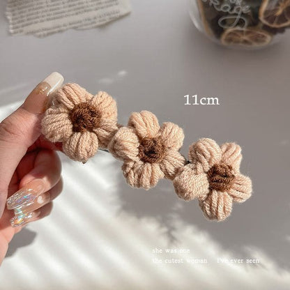 Floral Yarn Hair Clamp / Hair Clip / Headband - Hair Clip