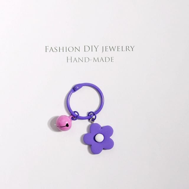 Flower Bag Charm / Key Ring - Purple / One Size