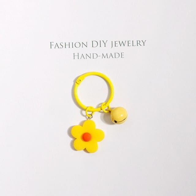 Flower Bag Charm / Key Ring - Yellow / One Size