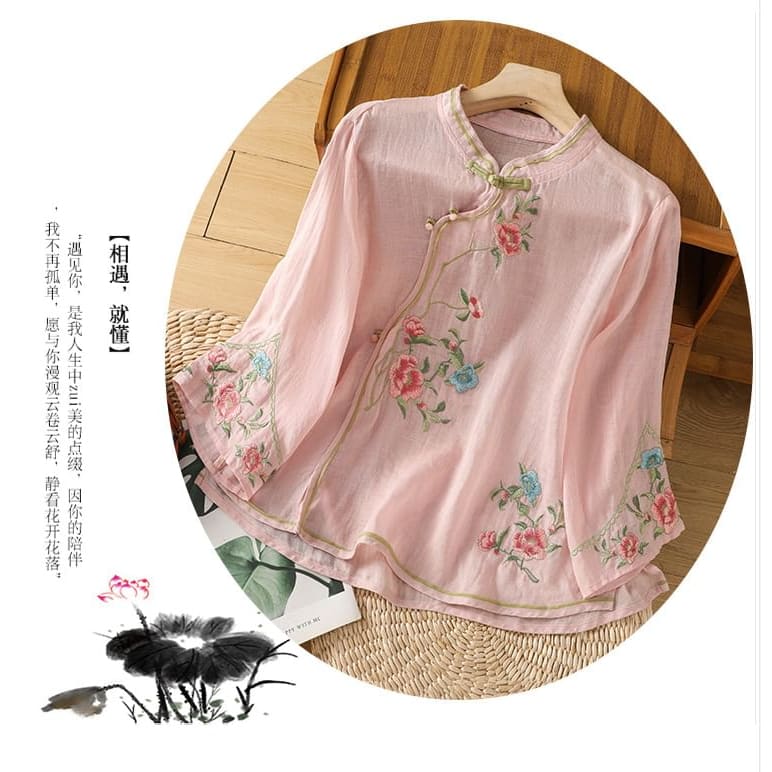 Flower Embroidered Blouse