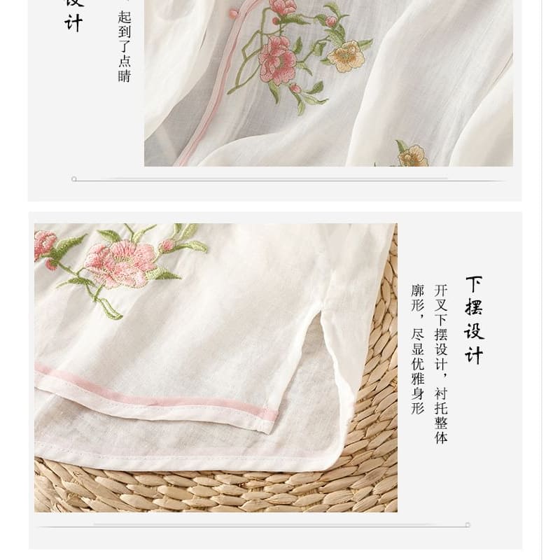 Flower Embroidered Blouse