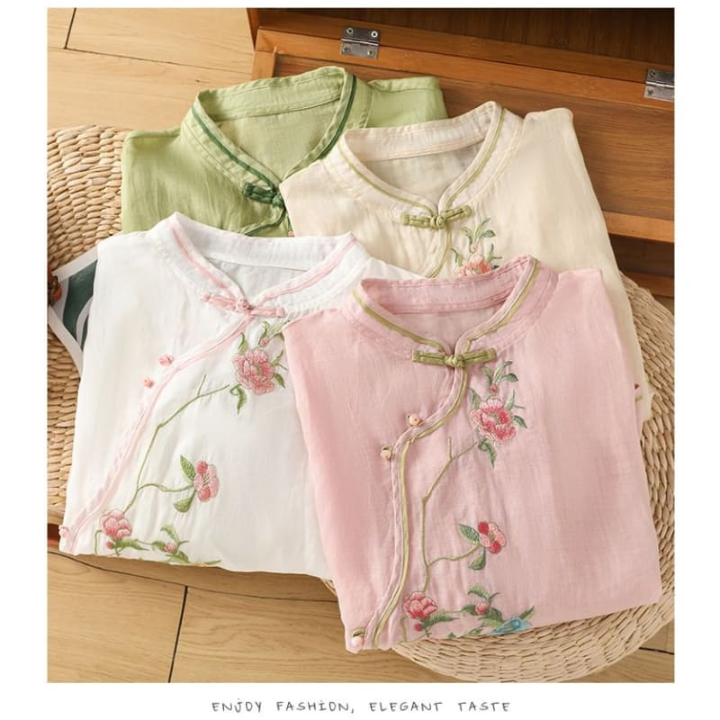 Flower Embroidered Blouse