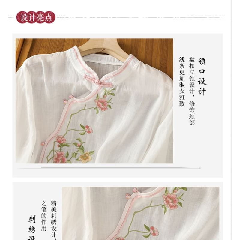 Flower Embroidered Blouse