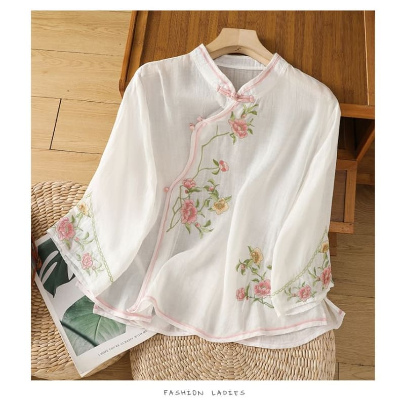 Flower Embroidered Blouse