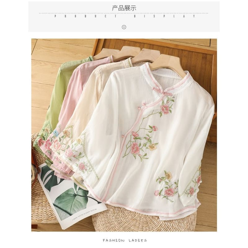 Flower Embroidered Blouse