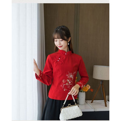 Flower Embroidered Hanfu Blouse