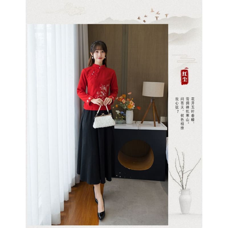 Flower Embroidered Hanfu Blouse