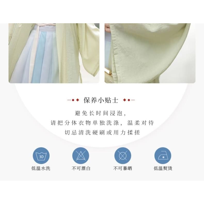 Flower Embroidered Hanfu Robe / Camisole Top / High Waist