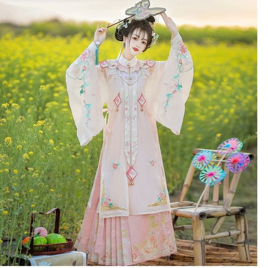 Flower Embroidered Hanfu Set