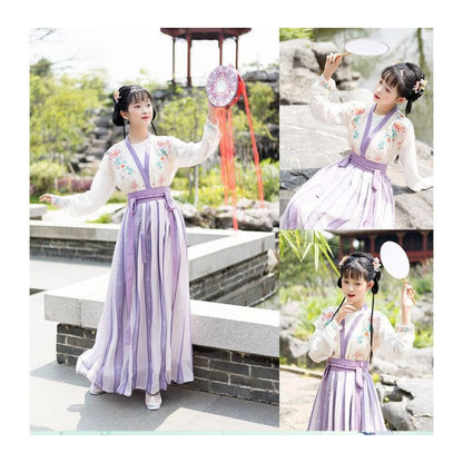 Flower embroidered Hanfu Vest / Blouse / High Waist Floral