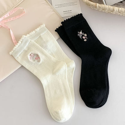 Flower Embroidered Socks