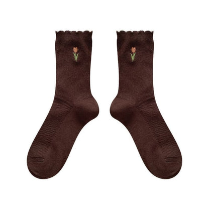 Flower Embroidered Socks / Set