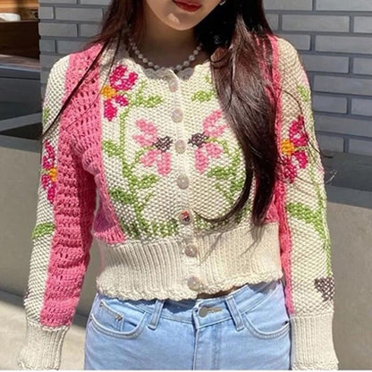 Flower Embroidery Cute Knitted Cardigans MK17202