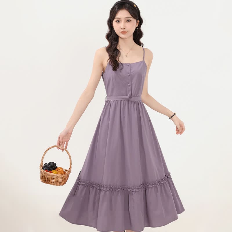 Flower Embroidery Lapel Crop Sweatshirt Purple Slip Dress