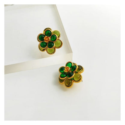 Flower Faux Gemstone Alloy Earring