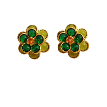 Flower Faux Gemstone Alloy Earring