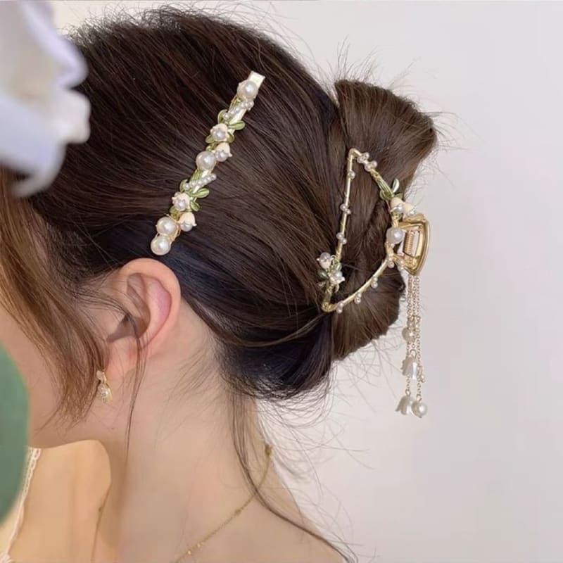 Flower Faux Pearl Hair Claw / Headband / Hair Clip