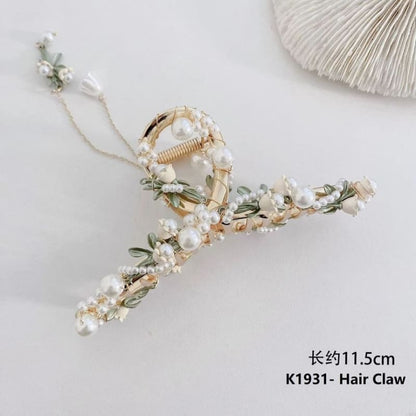 Flower Faux Pearl Hair Claw / Headband / Hair Clip