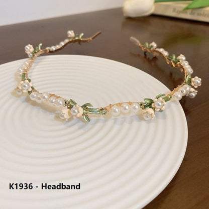 Flower Faux Pearl Hair Claw / Headband / Hair Clip