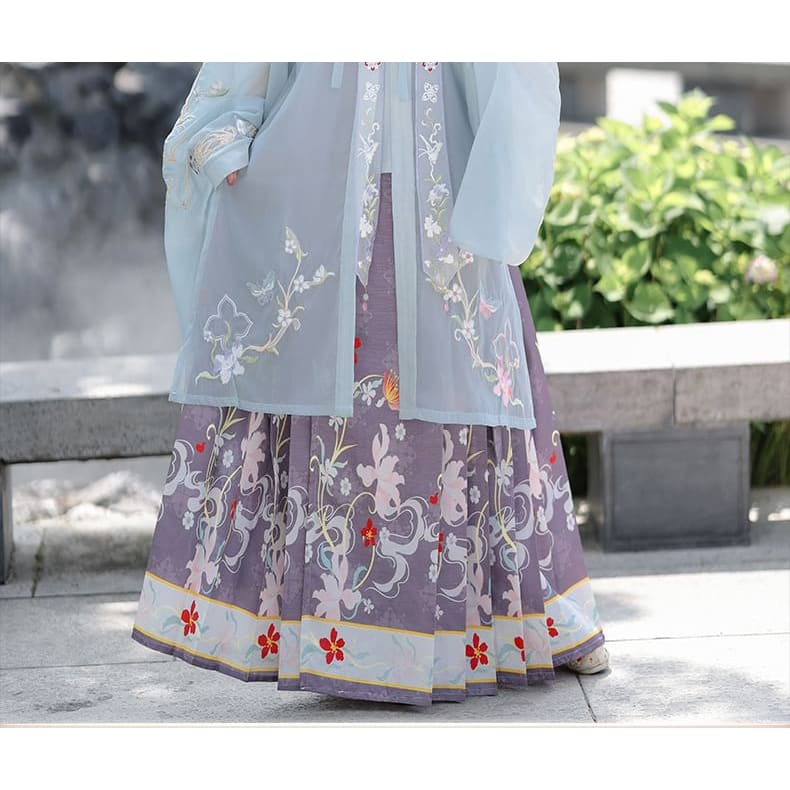 Flower Hanfu Jacket / Camisole Top / Maxi Skirt / Scarf