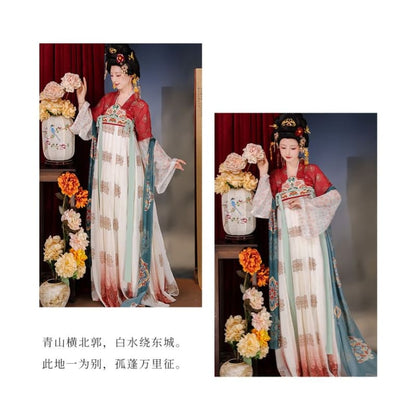 Flower Hanfu Jacket / Wrap Top / Maxi Dress / Set