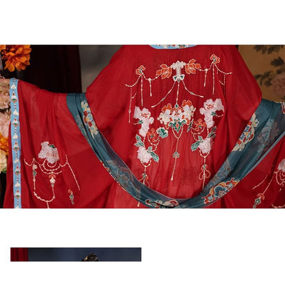 Flower Hanfu Jacket / Wrap Top / Maxi Dress / Set