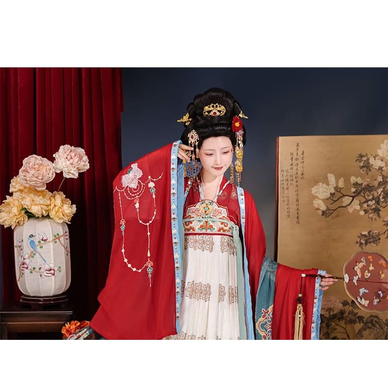 Flower Hanfu Jacket / Wrap Top / Maxi Dress / Set