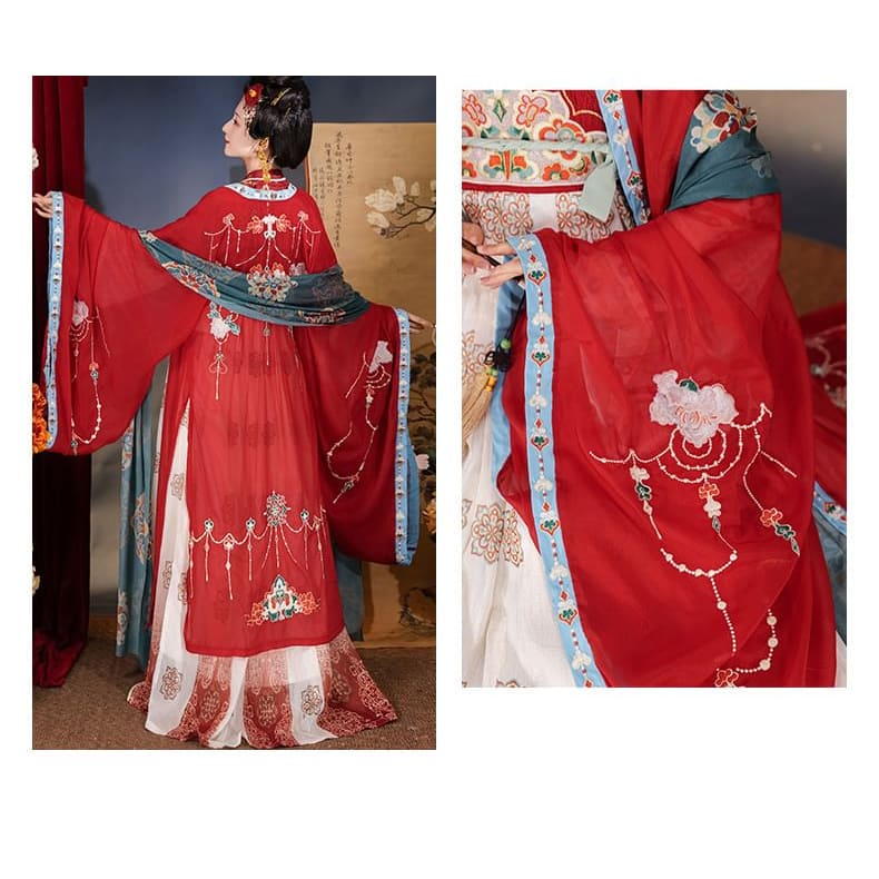 Flower Hanfu Jacket / Wrap Top / Maxi Dress / Set