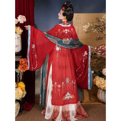 Flower Hanfu Jacket / Wrap Top / Maxi Dress / Set - Jacket