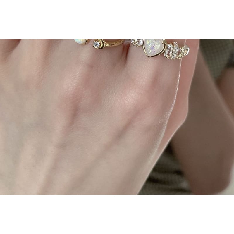 Flower / Heart / Opal Alloy Open Ring (various designs)