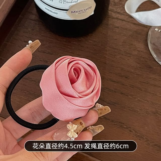 Flower Satin Hair Tie - Pin / One Size