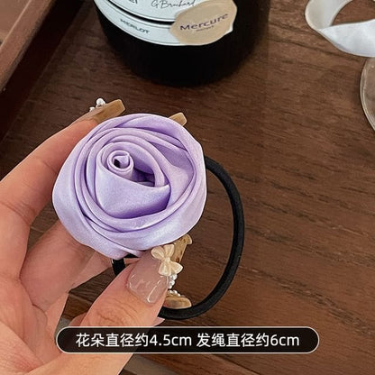 Flower Satin Hair Tie - Purple / One Size