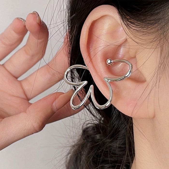 Flower Sliver Ear Cuff - Standart / Silver - earrings