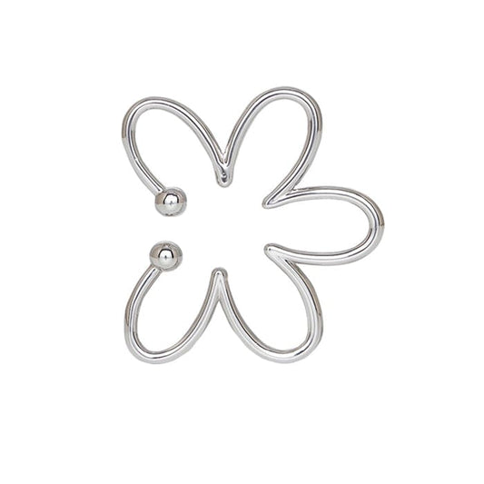 Flower Sliver Ear Cuff - Standart / Silver - earrings