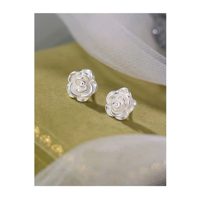 Flower Sterling Silver Barbell Earring