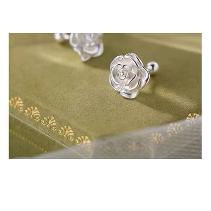 Flower Sterling Silver Barbell Earring