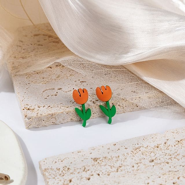 Flower Stud Earring / Drop Earring - E5226-1 - 1 Pair