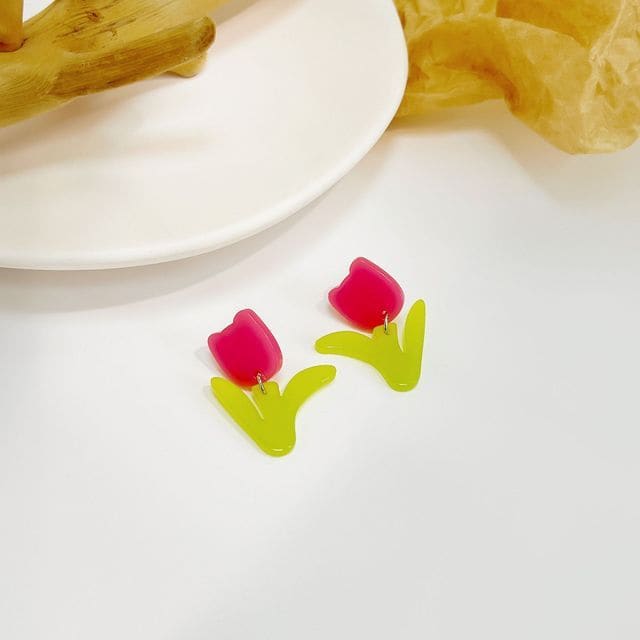 Flower Stud Earring / Drop Earring - E5567-1 - 1 Pair