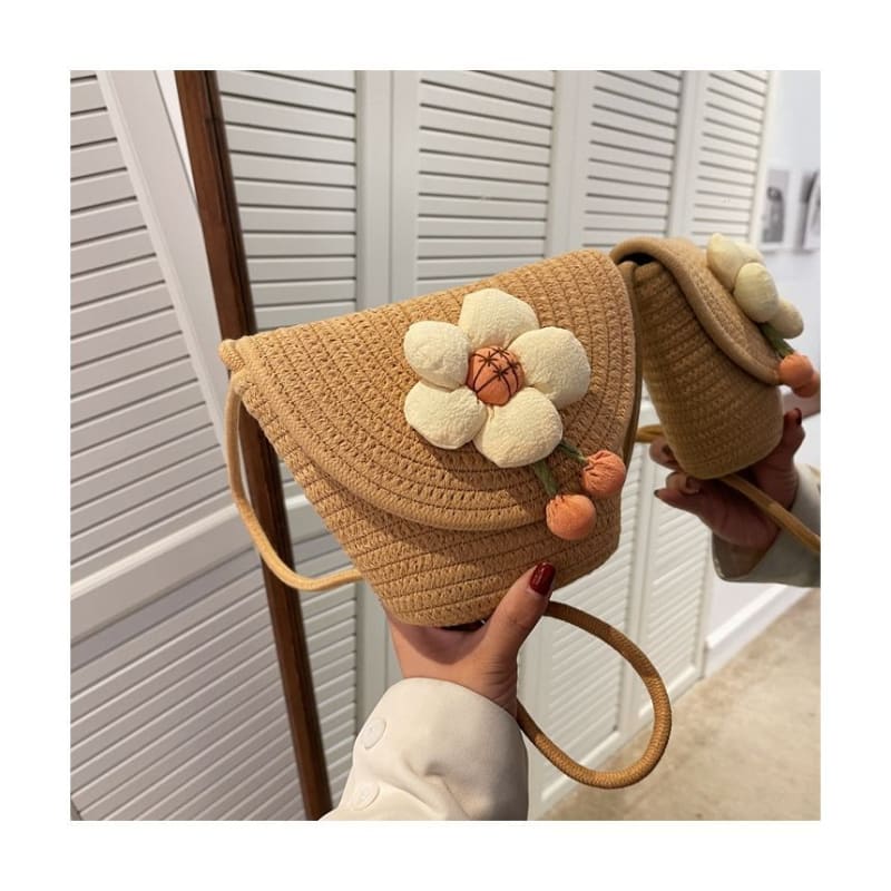 Flower Woven Crossbody Bag