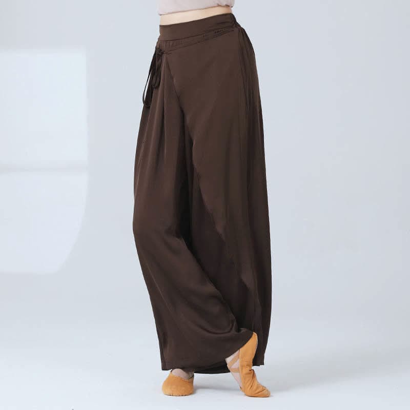 Flowy Silk Lace Up Wide Leg Pants