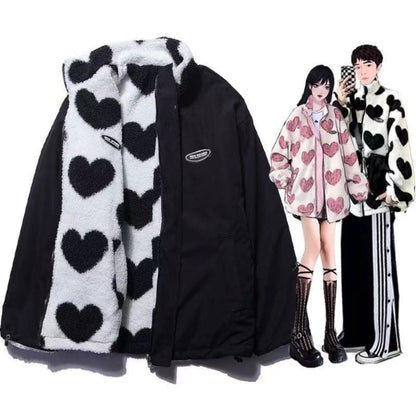 Fluffy Double-sided Heart Jacket