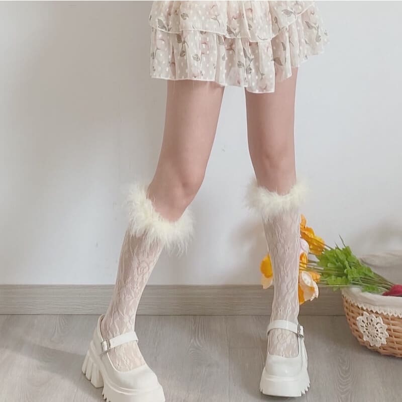 Fluffy Floral Stockings - Stockings