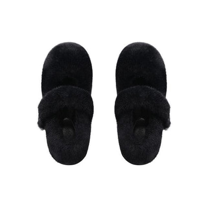 Fluffy Mary Jane Shoes - Black / 35