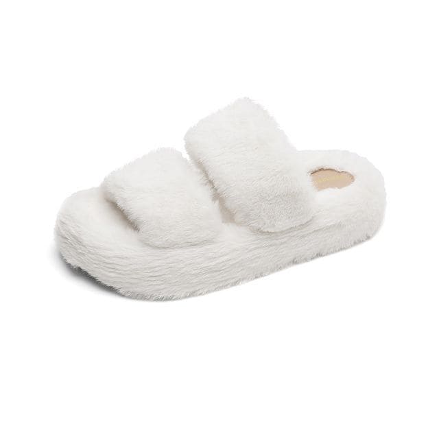 Fluffy Slippers - White / 34