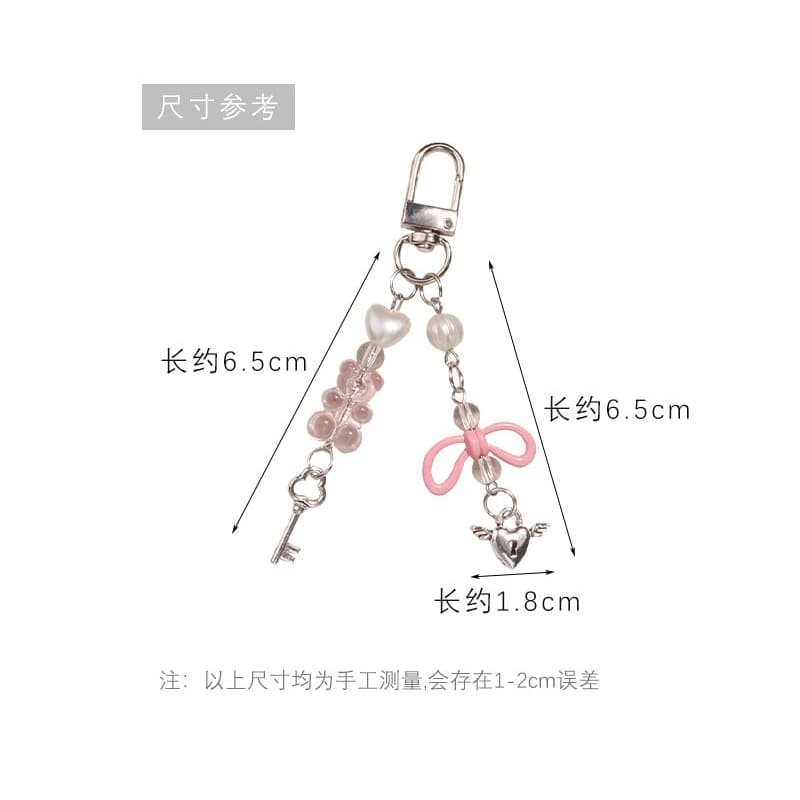 Flying Heart Lock & Key Acrylic Alloy Bag Charm Keyring