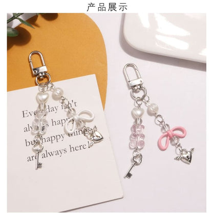 Flying Heart Lock & Key Acrylic Alloy Bag Charm Keyring