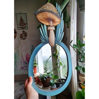 Forest Mushroom Wooden Mirror