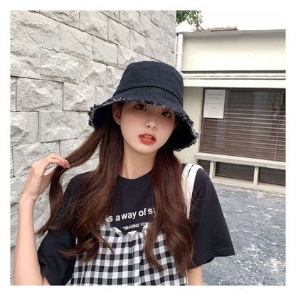 Fray Denim Bucket Hat