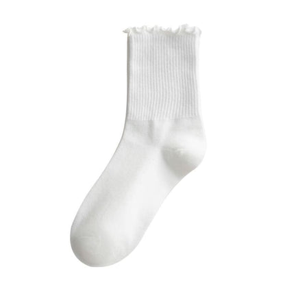 Frill Trim Plain Socks Set